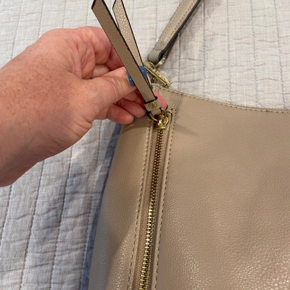 Anne Klein Light Taupe Faux Leather Shoulder Bag with Gold-Toned Hardware - Picture 4 of 13